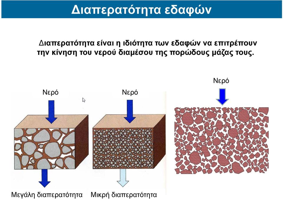 του νερού διαμέσου της πορώδους μάζας τους.