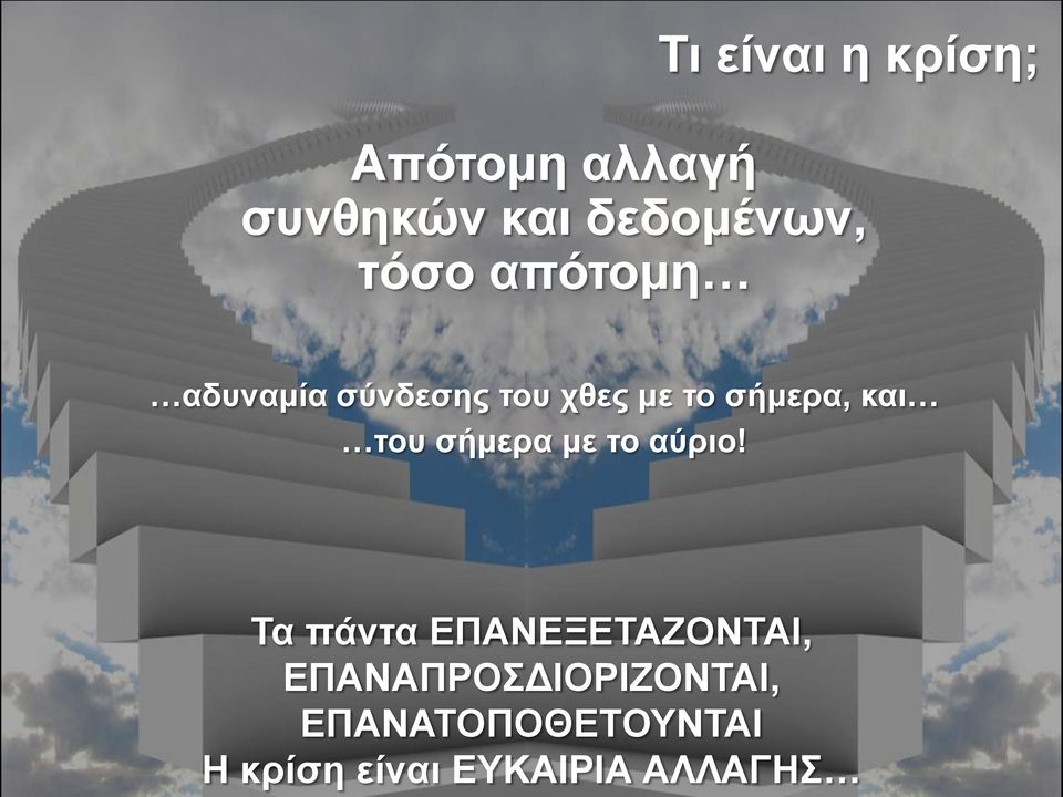 η κρίση; Απότομη αλλαγή συνθηκών και δεδομένων, τόσο