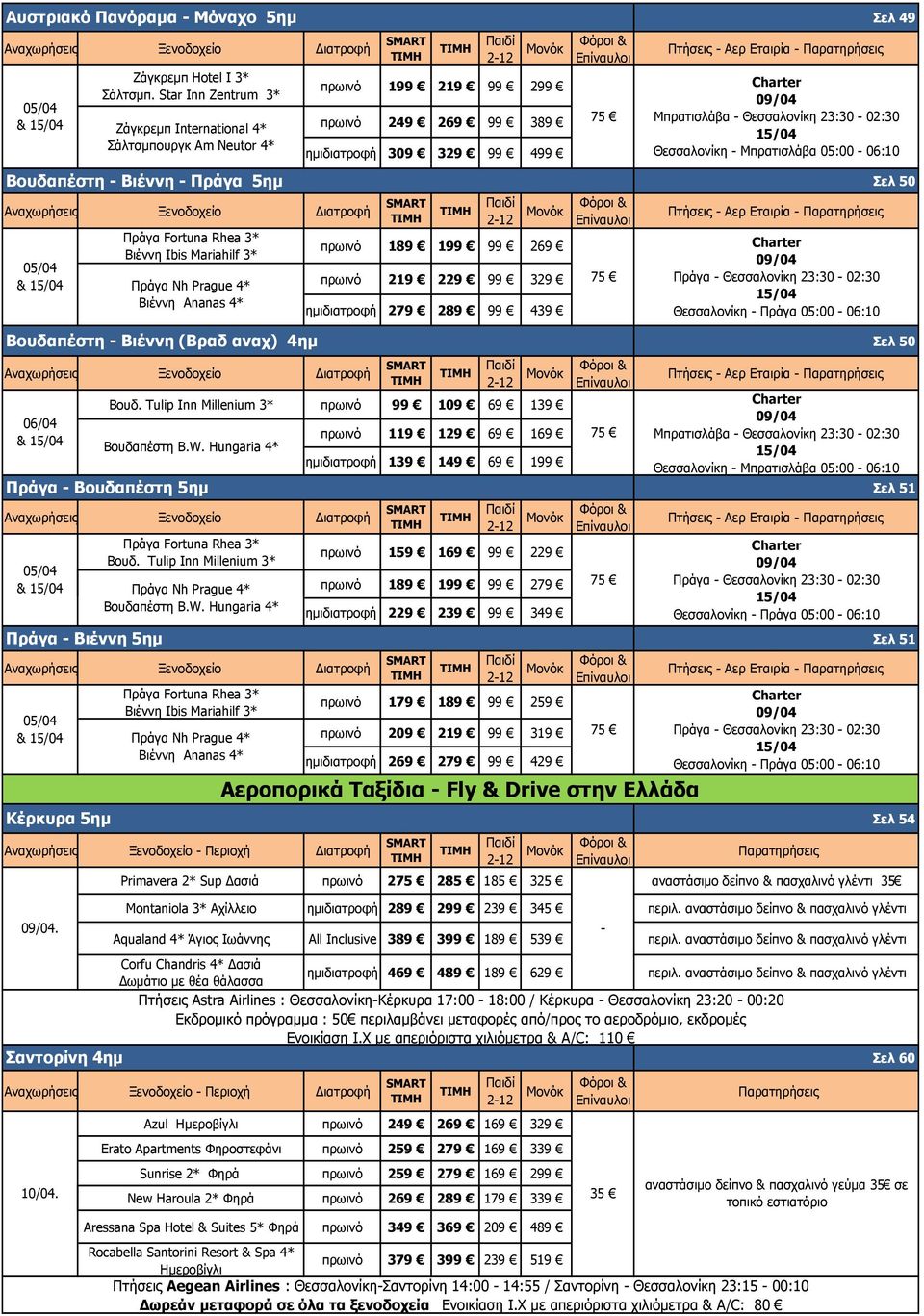 & πρωινό 199 219 99 299 πρωινό 249 269 99 389 ημιδιατροφή 309 329 99 499 Φόροι & πρωινό 189 199 99 269 πρωινό 219 229 99 329 ημιδιατροφή 279 289 99 439 Πτήσεις - Αερ Εταιρία - Πτήσεις - Αερ Εταιρία -