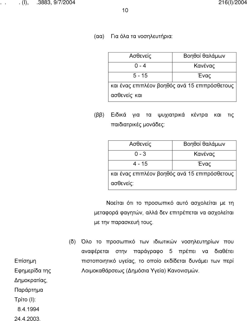 Νοείται ότι τo προσωπικό αυτό ασχολείται με τη μεταφορά φαγητών, αλλά δεν επιτρέπεται να ασχολείται με την παρασκευή τους.