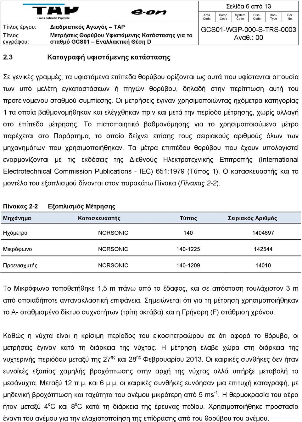 του προτεινόμενου σταθμού συμπίεσης.