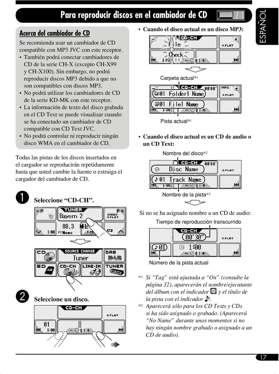 No podrá utilizar los cambiadores de CD de la serie KD-MK con este receptor.