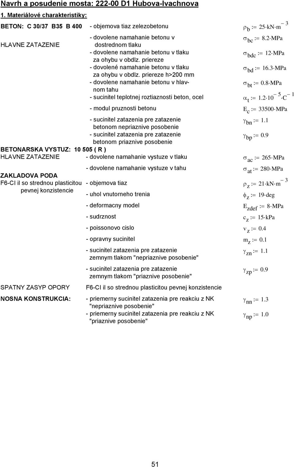 priereze h>00 mm - dovolene namahanie betonu v hlavnom tahu σ bt := 0.8 MPa - sucinitel teplotnej roztiaznosti beton, ocel α t := 1.