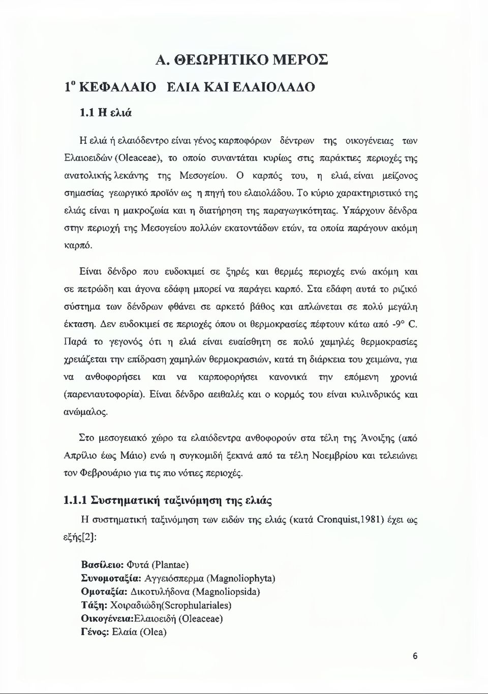 Ο καρπός του, η ελιά, είναι μείζονος σημασίας γεωργικό προϊόν ως η πηγή του ελαιολάδου. Το κύριο χαρακτηριστικό της ελιάς είναι η μακροζωία και η διατήρηση της παραγωγικότητας.
