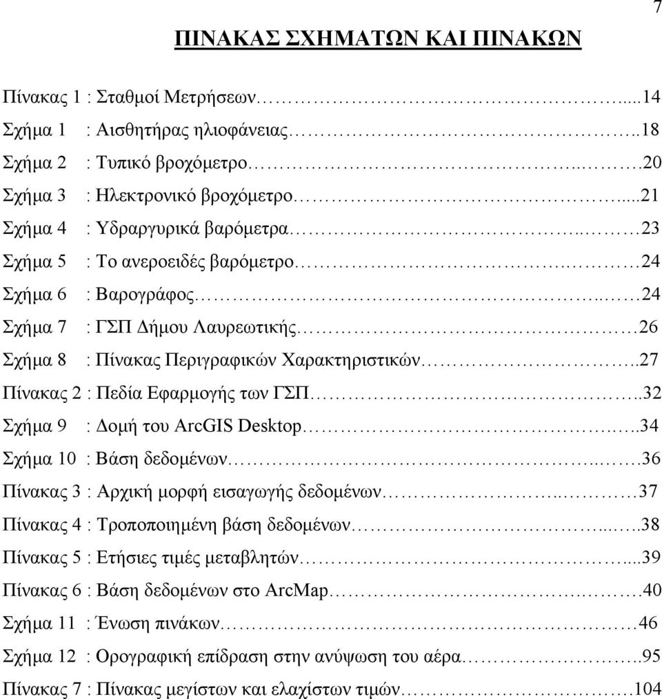 .27 Πίνακας 2 : Πεδία Εφαρµογής των ΓΣΠ..32 Σχήµα 9 : οµή του ArcGIS Desktop...34 Σχήµα 10 : Βάση δεδοµένων...36 Πίνακας 3 : Αρχική µορφή εισαγωγής δεδοµένων.