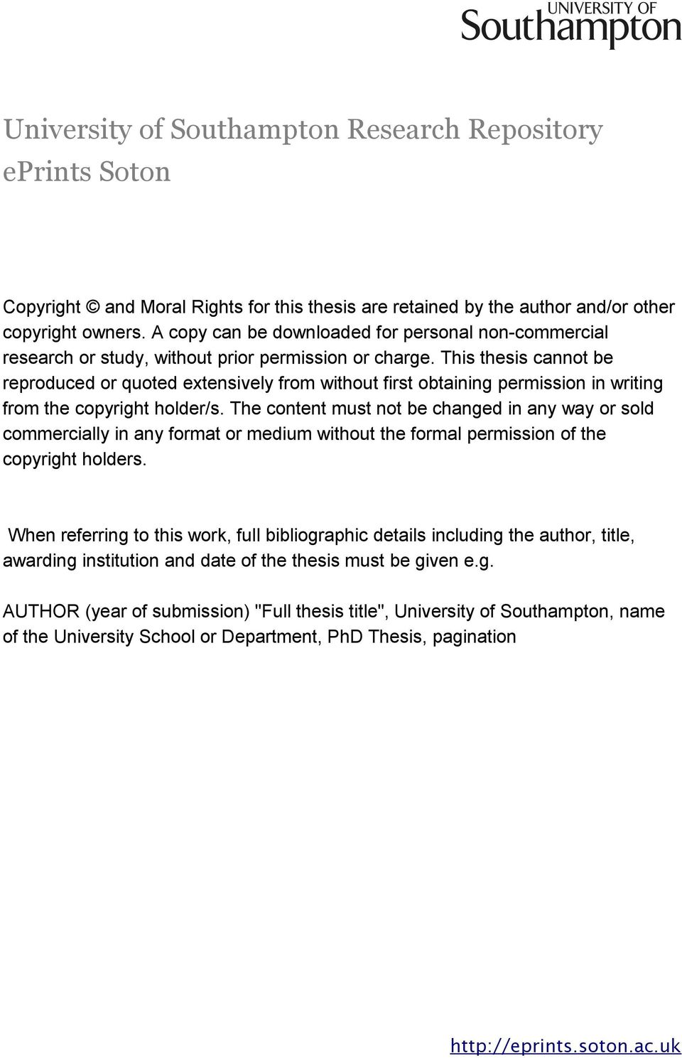 This thesis cannot be reproduced or quoted extensively from without first obtaining permission in writing from the copyright holder/s.