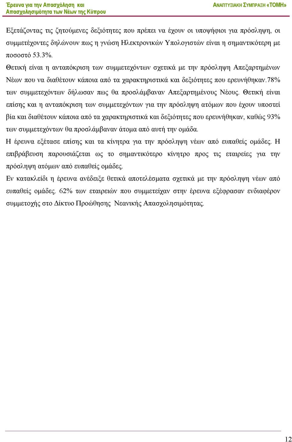 78% των συμμετεχόντων δήλωσαν πως θα προσλάμβαναν Απεξαρτημένους Νέους.