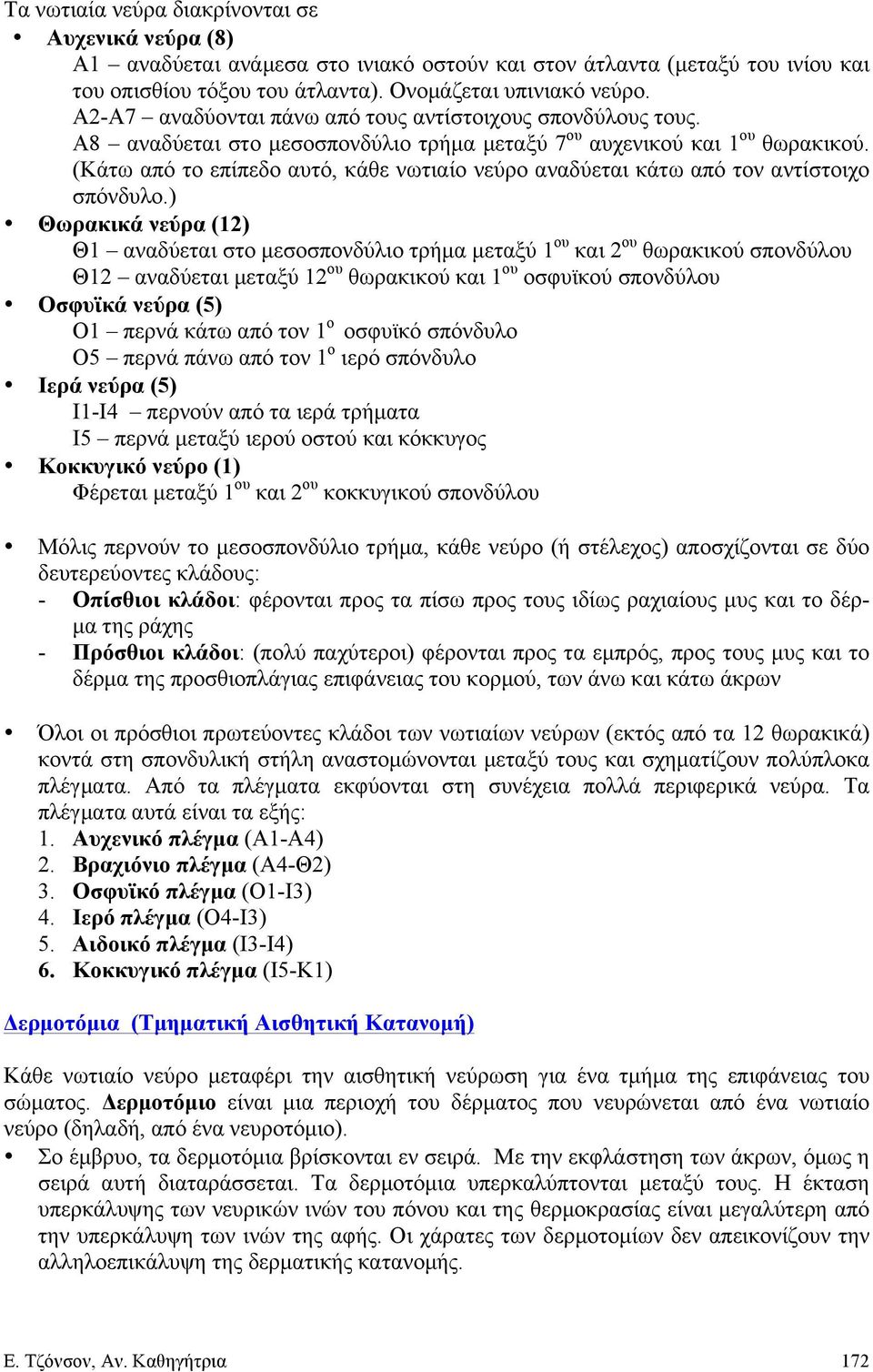 (Κάτω από το επίπεδο αυτό, κάθε νωτιαίο νεύρο αναδύεται κάτω από τον αντίστοιχο σπόνδυλο.