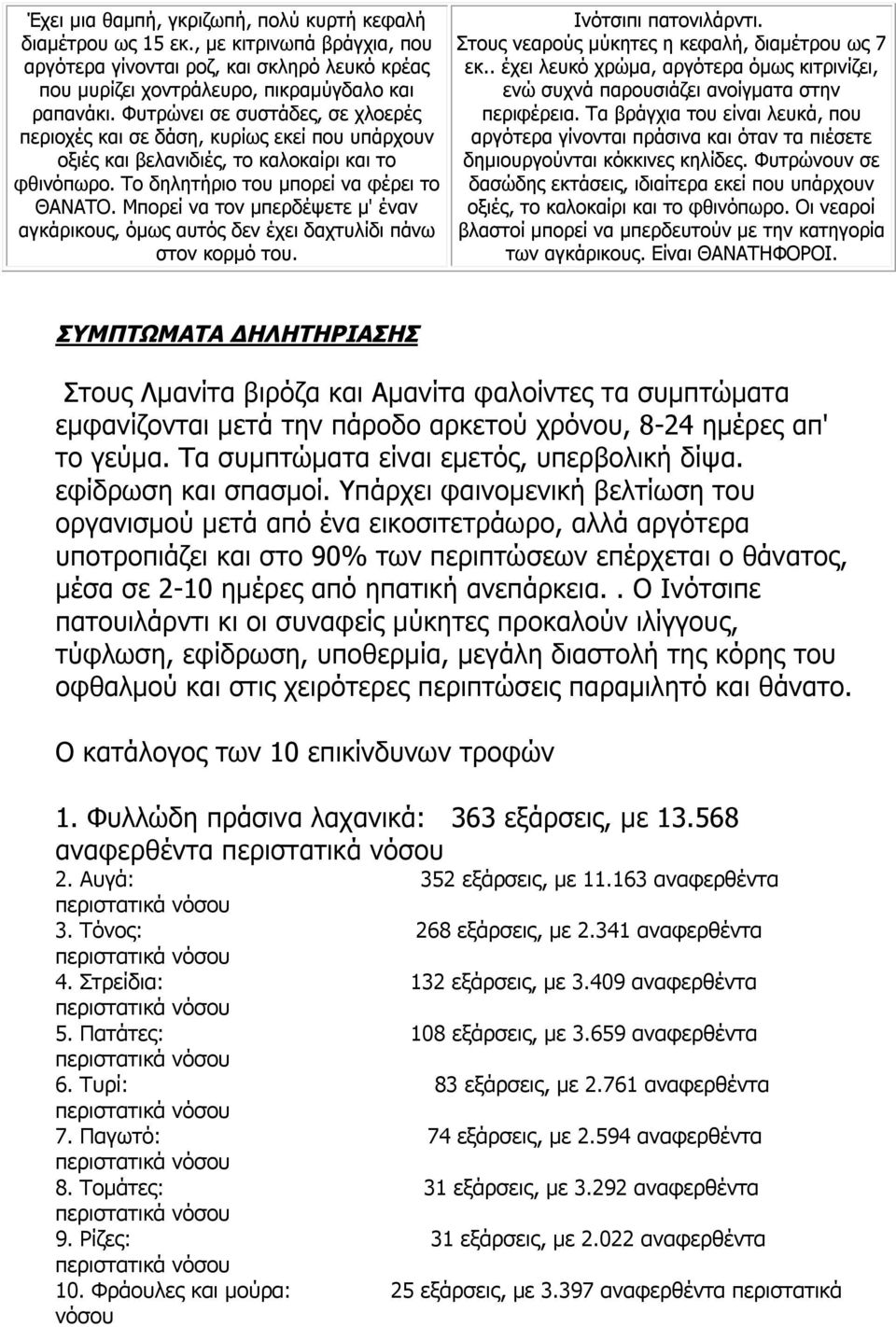 Μπορεί να τον μπερδέψετε μ' έναν αγκάρικους, όμως αυτός δεν έχει δαχτυλίδι πάνω στον κορμό του. Ινότσιπι πατονιλάρντι. Στους νεαρούς μύκητες η κεφαλή, διαμέτρου ως 7 εκ.
