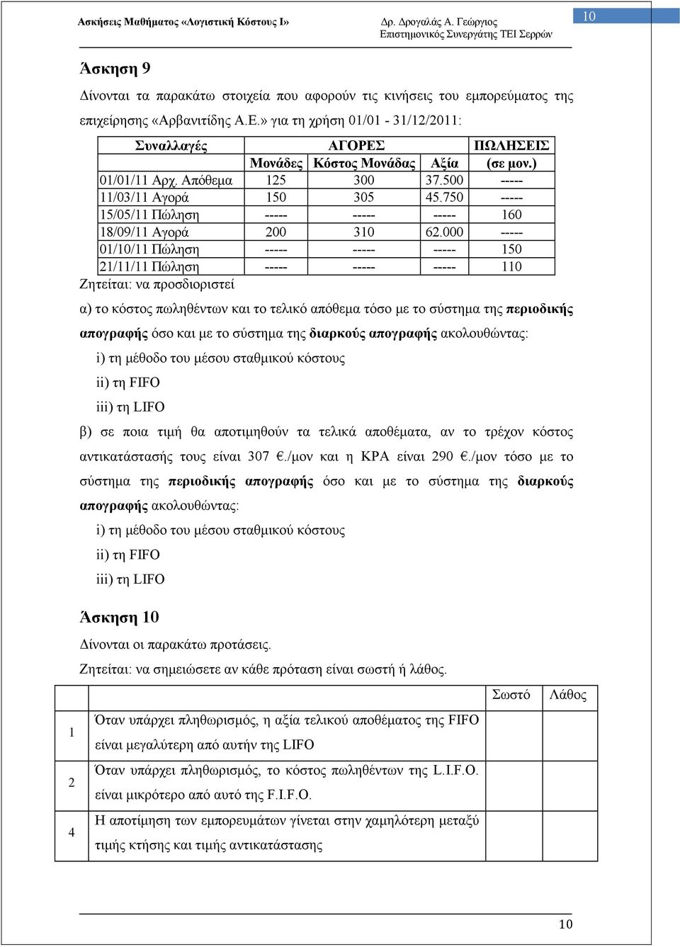 750 ----- 15/05/11 Πώληση ----- ----- ----- 160 18/09/11 Αγορά 200 310 62.