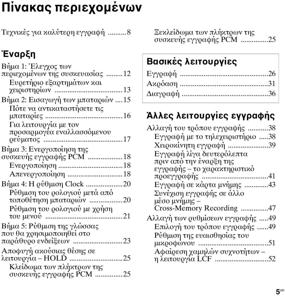 ..18 Βήμα 4: Η ρύθμιση Clock...20 Ρύθμιση του ρολογιού μετά από τοποθέτηση μπαταριών...20 Ρύθμιση του ρολογιού με χρήση του μενού.