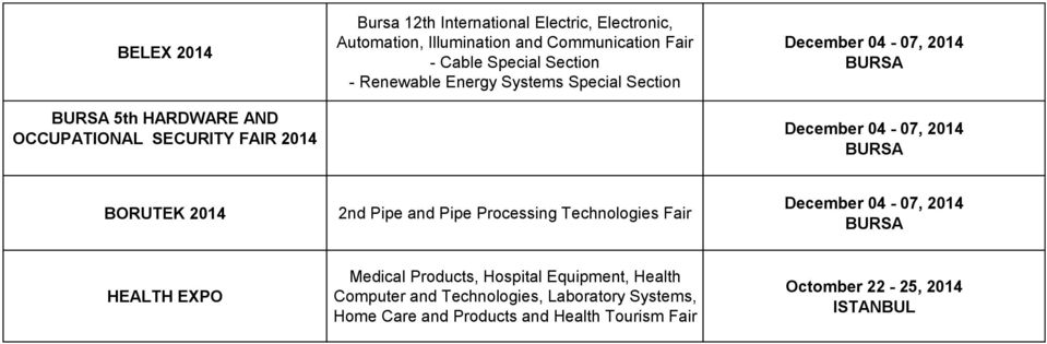 Section BORUTEK 2014 2nd Pipe and Pipe Processing Technologies Fair HEALTH EXPO Medical Products, Hospital