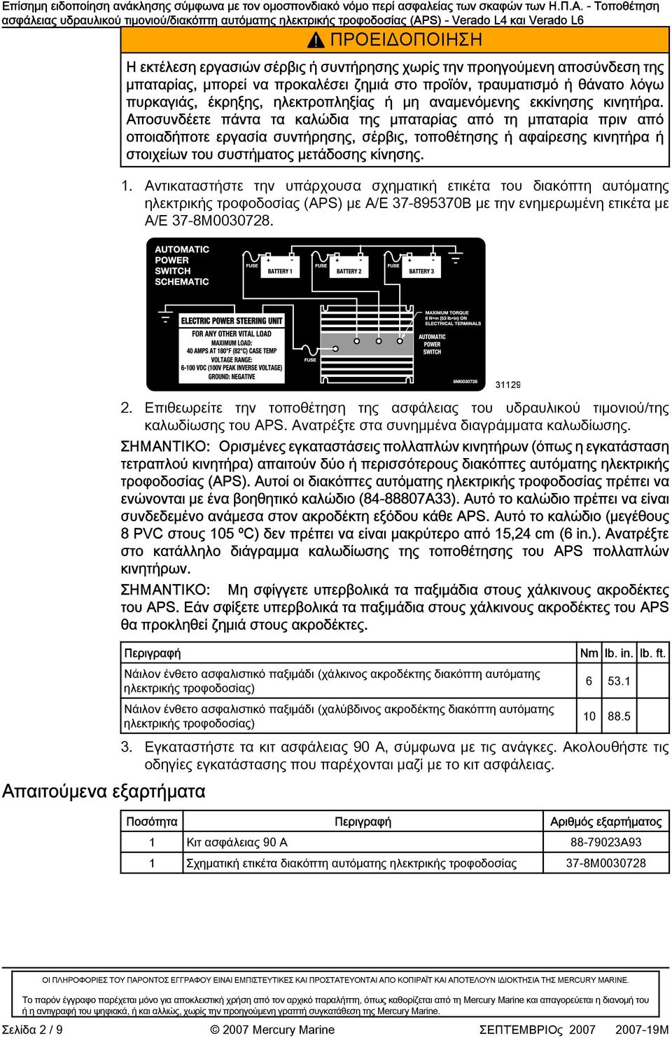 ηλεκτροπληξίας ή μη αναμενόμενης εκκίνησης κινητήρα.