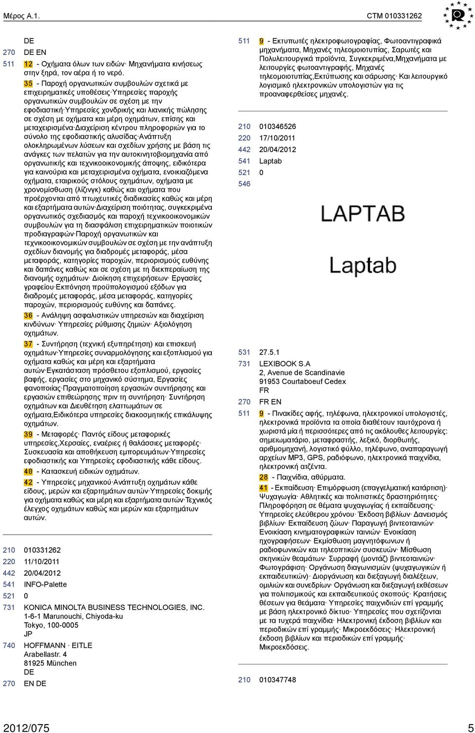 και μέρη οχημάτων, επίσης και μεταχειρισμένα Διαχείριση κέντρου πληροφοριών για το σύνολο της εφοδιαστικής αλυσίδας Ανάπτυξη ολοκληρωμένων λύσεων και σχεδίων χρήσης με βάση τις ανάγκες των πελατών