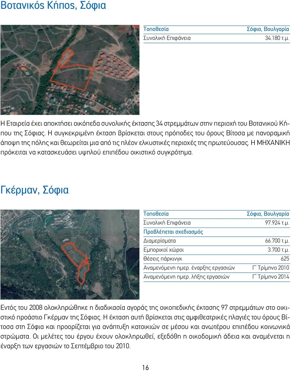 Η ΜΗΧΑΝΙΚΗ πρόκειται να κατασκευάσει υψηλού επιπέδου οικιστικό συγκρότημα. Γκέρμαν, Σόφια Τοποθεσία Σόφια, Βουλγαρία Συνολική Επιφάνεια 97.924 τ.μ. Προβλέπεται σχεδιασμός Διαμερίσματα 66.700 τ.μ. Εμπορικοί χώροι 3.