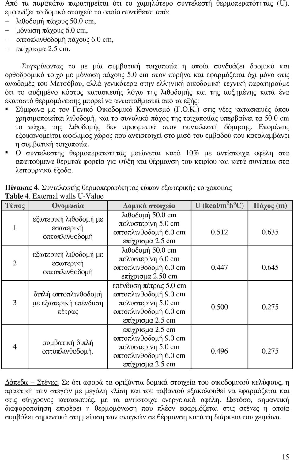 0 cm στον πυρήνα και εφαρµόζεται όχι µόνο στις ανωδοµές του Μετσόβου, αλλά γενικότερα στην ελληνική οικοδοµική τεχνική παρατηρούµε ότι το αυξηµένο κόστος κατασκευής λόγω της λιθοδοµής και της