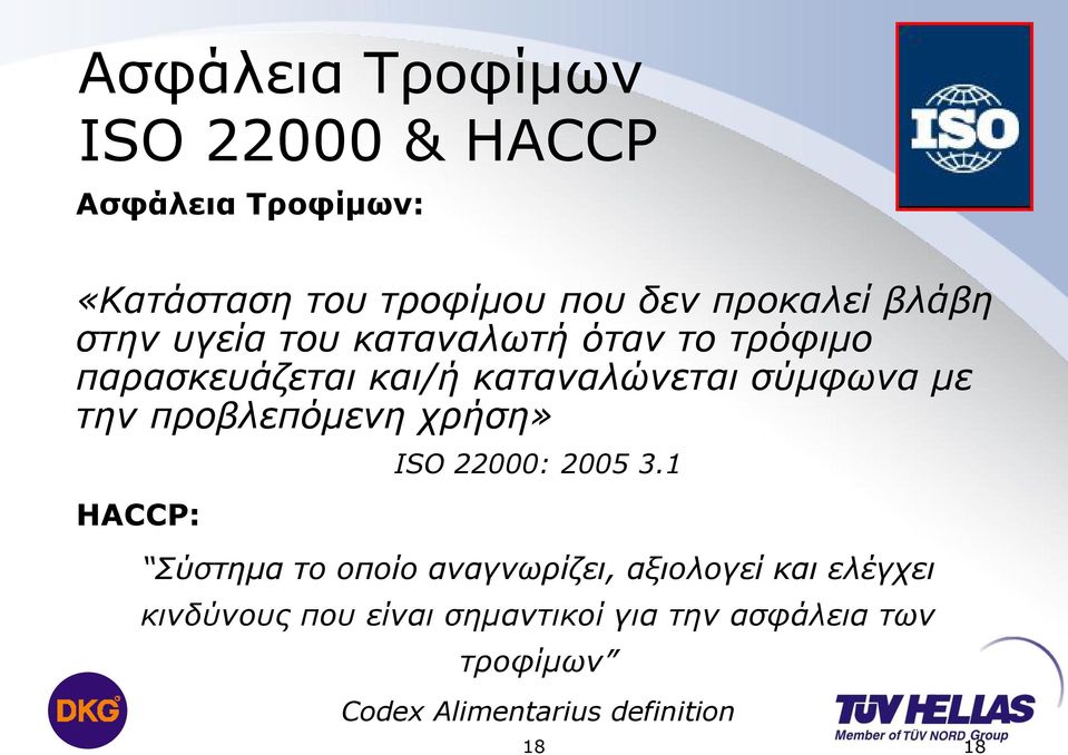 καταναλώνεται σύμφωνα με την προβλεπόμενη χρήση» Fourth level Fifth level HACCP: ISO 22000: 2005 3.