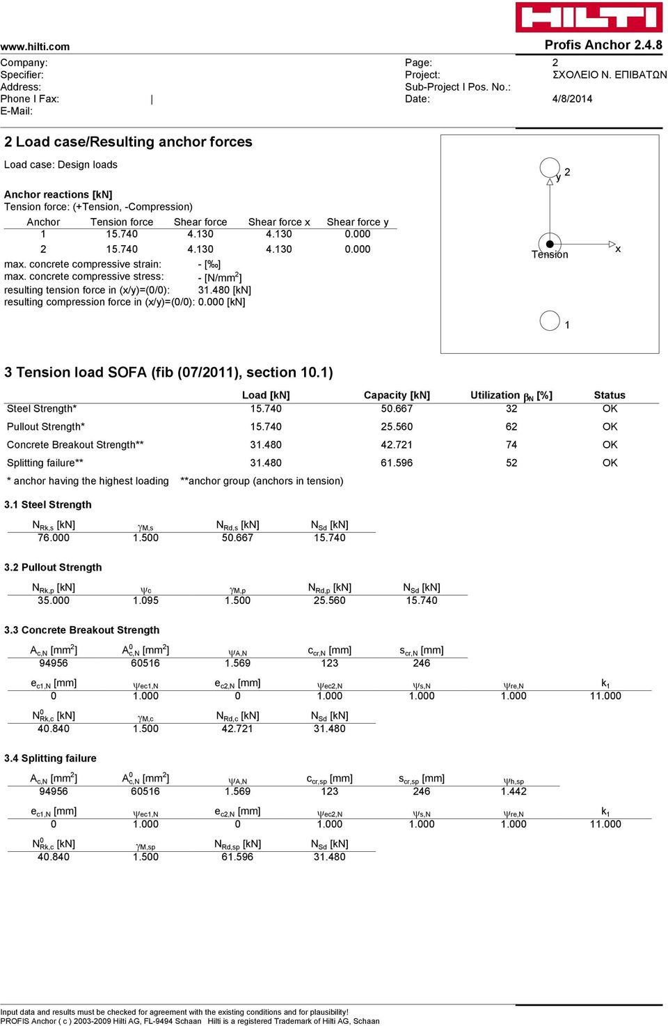 740 4.130 4.130 0.000 max. concrete compressive strain: - [ ] max. concrete compressive stress: - [N/mm 2 ] resulting tension force in (x/y)=(0/0): 31.