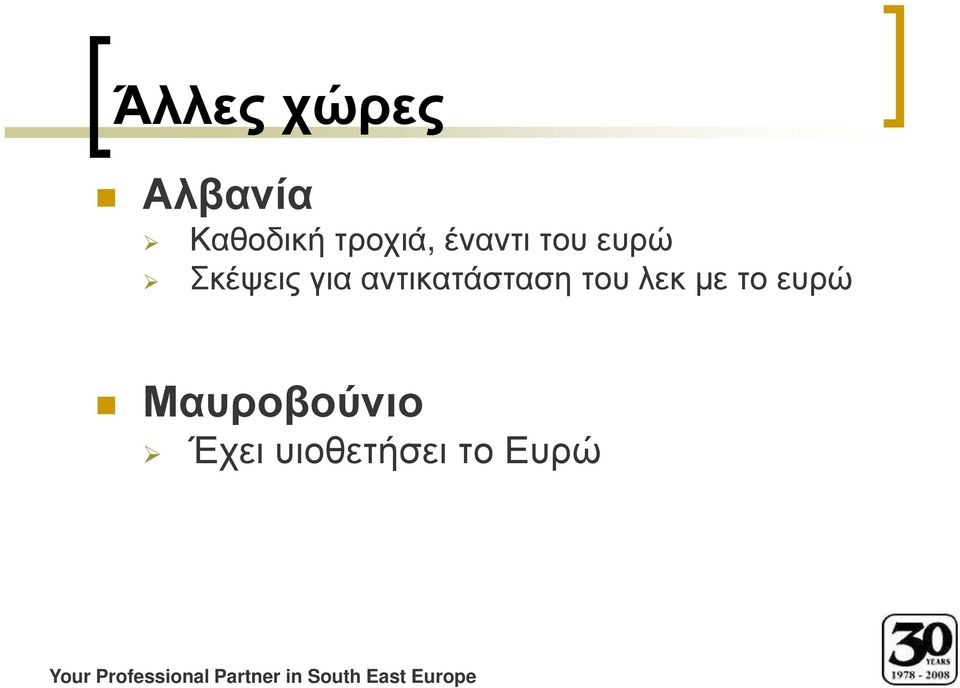το ευρώ Μαυροβούνιο Έχει υιοθετήσει το Ευρώ