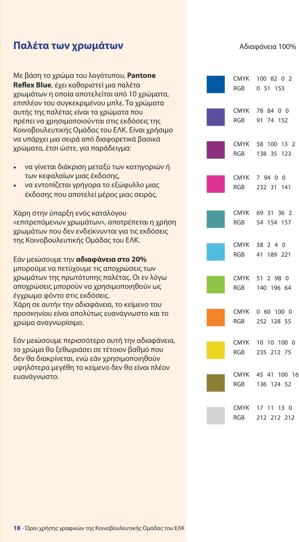 Είναι χρήσιμο να υπάρχει μια σειρά από διαφορετικά βασικά χρώματα, έτσι ώστε, για παράδειγμα: να γίνεται διάκριση μεταξύ των κατηγοριών ή των κεφαλαίων μιας έκδοσης, να εντοπίζεται γρήγορα το
