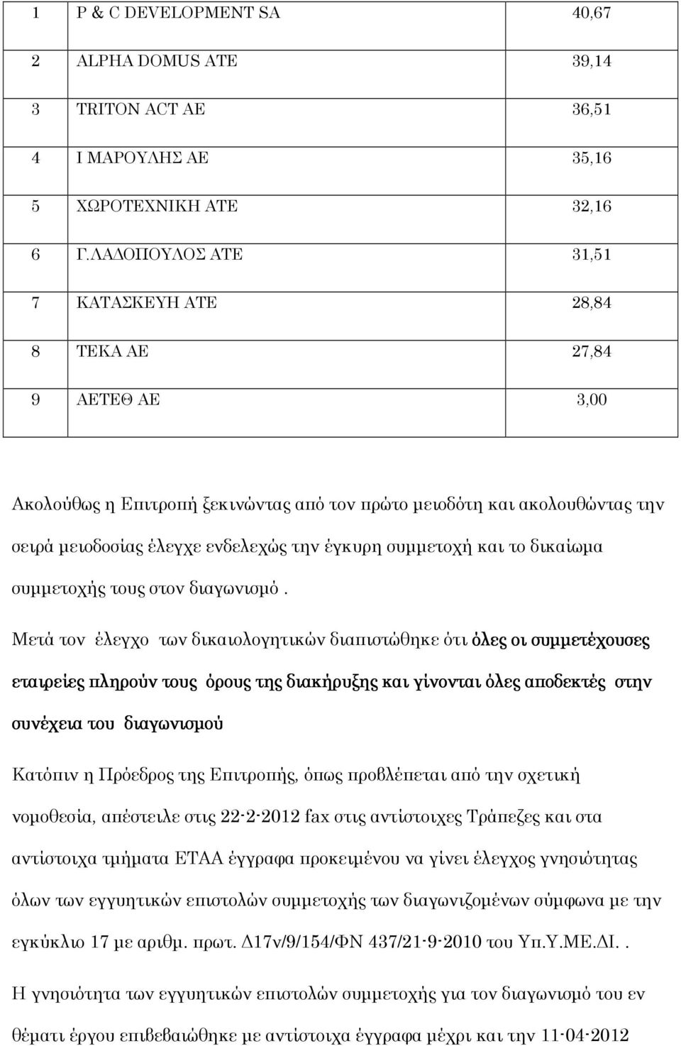 συµµετοχή και το δικαίωµα συµµετοχής τους στον διαγωνισµό.