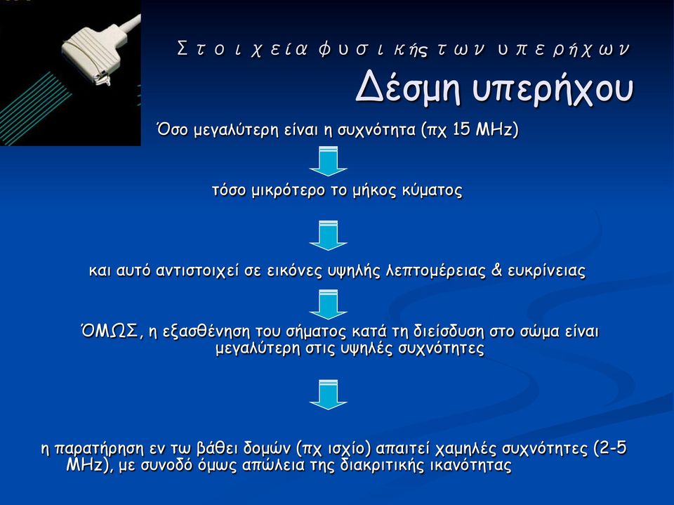 σήµατος κατά τη διείσδυση στο σώµα είναι µεγαλύτερη στις υψηλές συχνότητες η παρατήρηση εν τω