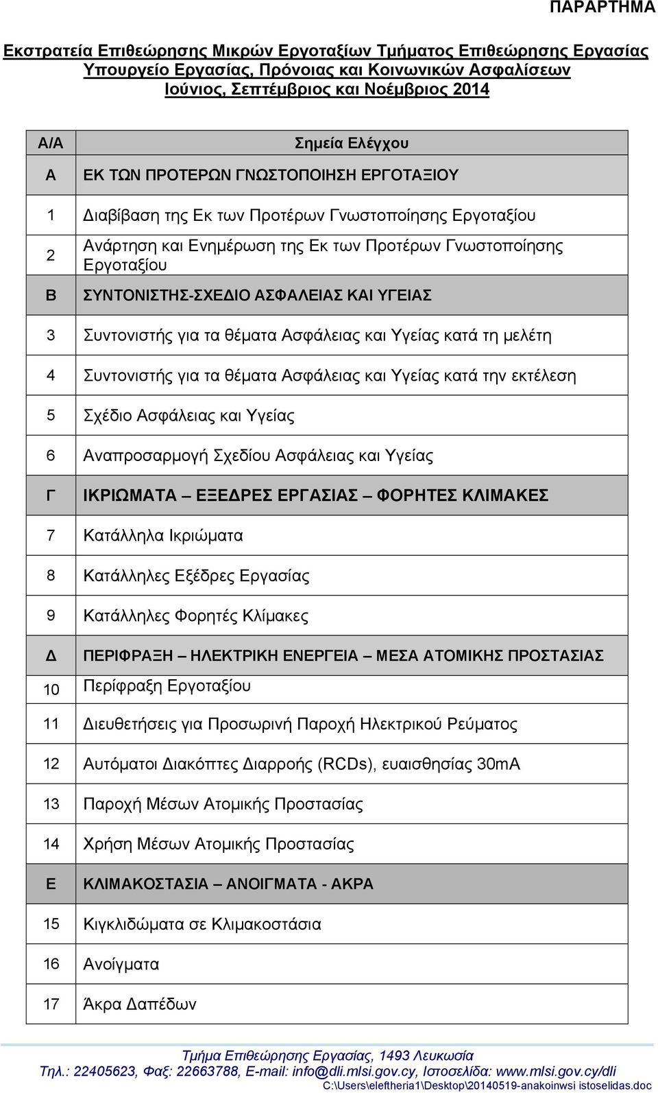 ΥΓΕΙΑΣ 3 Συντονιστής για τα θέματα Ασφάλειας και Υγείας κατά τη μελέτη 4 Συντονιστής για τα θέματα Ασφάλειας και Υγείας κατά την εκτέλεση 5 Σχέδιο Ασφάλειας και Υγείας 6 Αναπροσαρμογή Σχεδίου