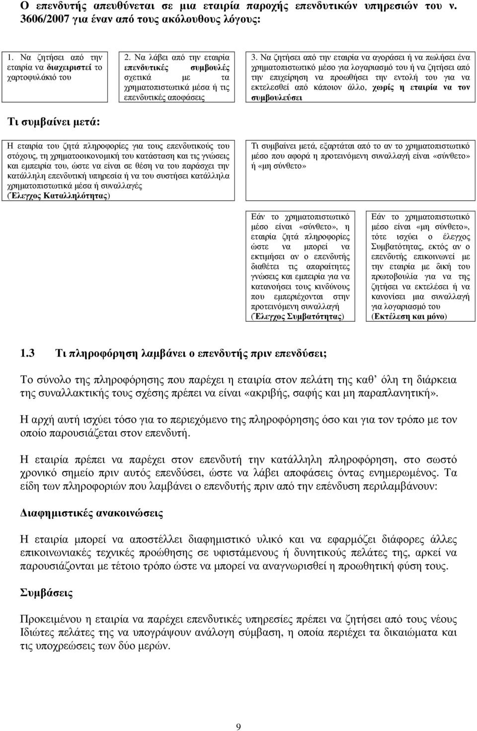 Να ζητήσει από την εταιρία να αγοράσει ή να πωλήσει ένα χρηµατοπιστωτικό µέσο για λογαριασµό του ή να ζητήσει από την επιχείρηση να προωθήσει την εντολή του για να εκτελεσθεί από κάποιον άλλο, χωρίς