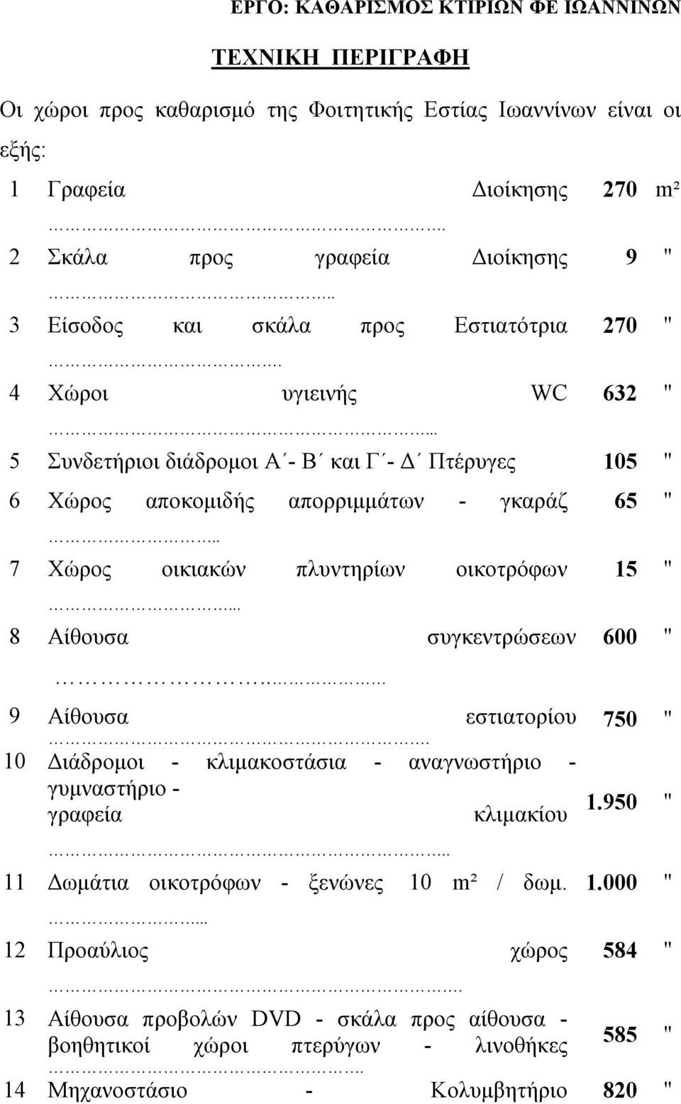 . 7 Χώρος οικιακών πλυντηρίων οικοτρόφων... 8 Αίθουσα συγκεντρώσεων.. 9 Αίθουσα εστιατορίου. 10 Διάδρομοι - κλιμακοστάσια - αναγνωστήριο - γυμναστήριο - γραφεία κλιμακίου.