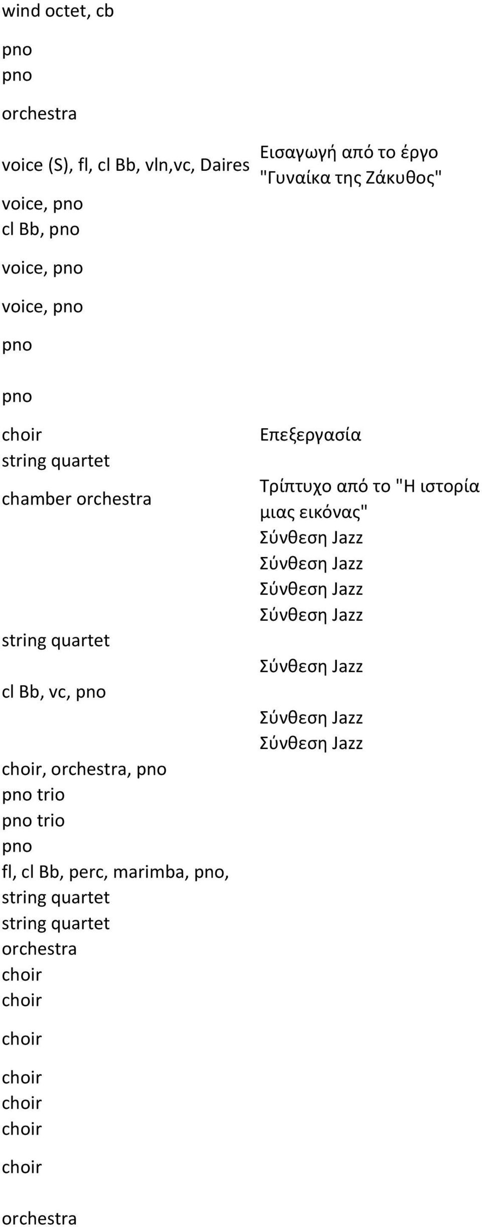 trio fl, cl Bb, perc, marimba,, Επεξεργασία Τρίπτυχο από το "Η ιστορία μιας