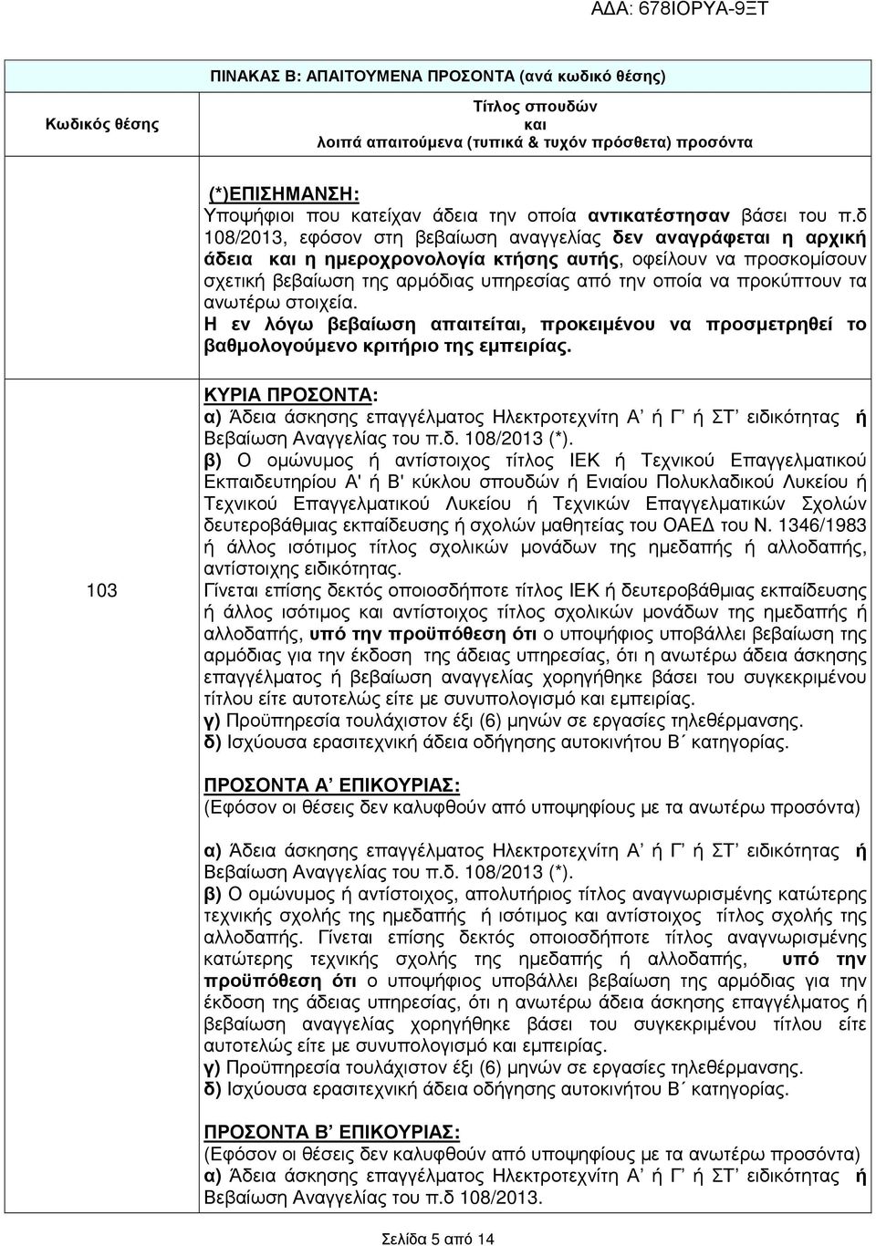 δ 108/2013, εφόσον στη βεβαίωση αναγγελίας δεν αναγράφεται η αρχική άδεια και η ηµεροχρονολογία κτήσης αυτής, οφείλουν να προσκοµίσουν σχετική βεβαίωση της αρµόδιας υπηρεσίας από την οποία να