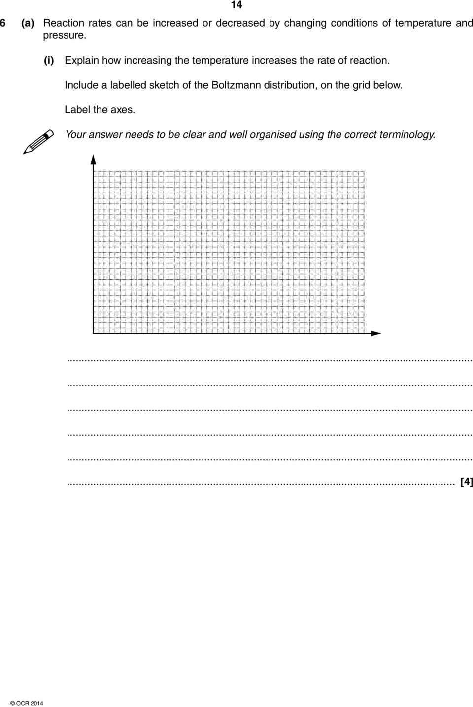 (i) Explain how increasing the temperature increases the rate of reaction.