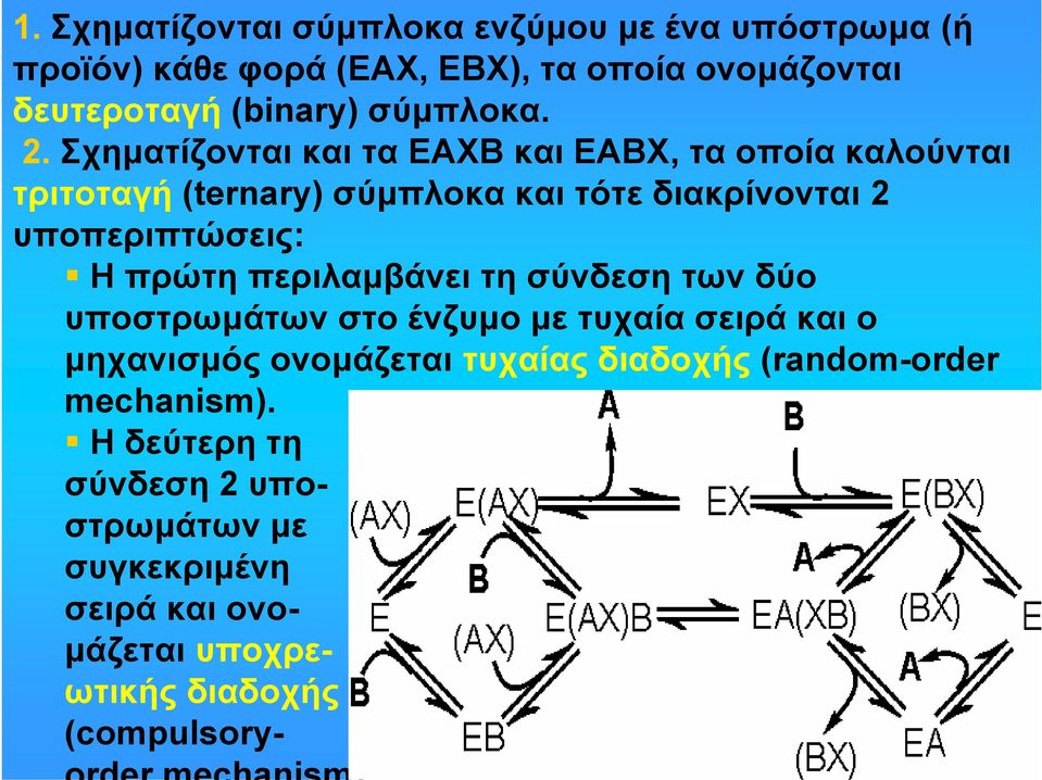 Σχηματίζονται και τα ΕΑΧΒ και ΕΑΒΧ, τα οποία καλούνται τριτοταγή (ternary) σύμπλοκα και τότε διακρίνονται 2 υποπεριπτώσεις: Η