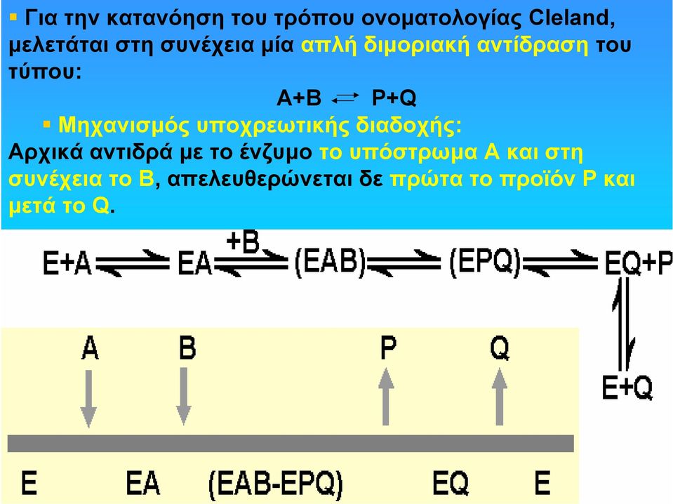 υποχρεωτικής διαδοχής: Αρχικά αντιδρά με το ένζυμο το υπόστρωμα Α