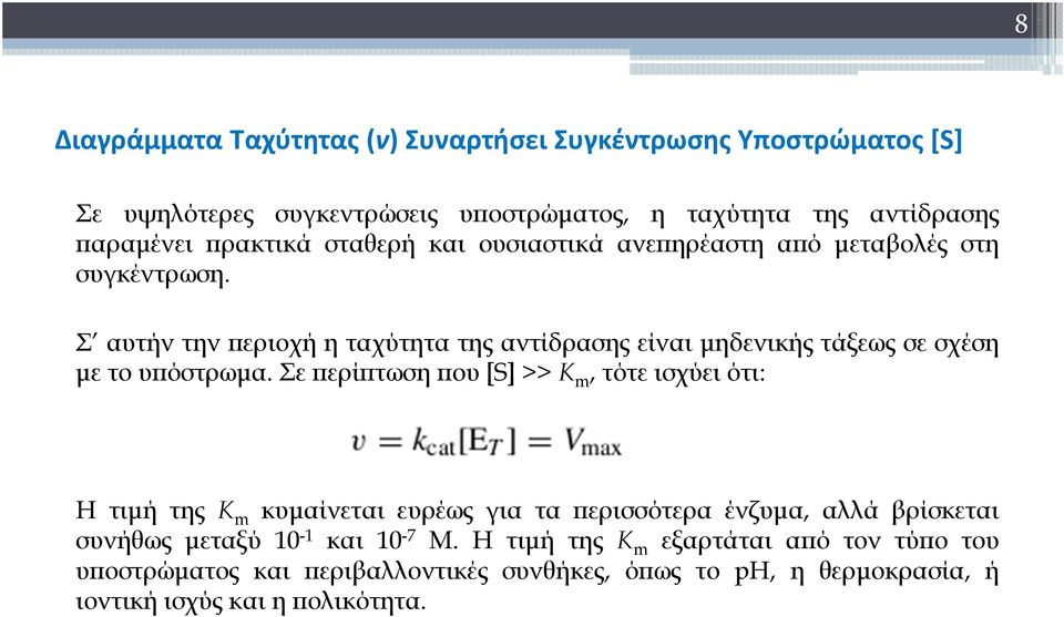 Σ αυτήν την περιοχή η ταχύτητα της αντίδρασης είναι μηδενικής τάξεως σε σχέση με το υπόστρωμα.