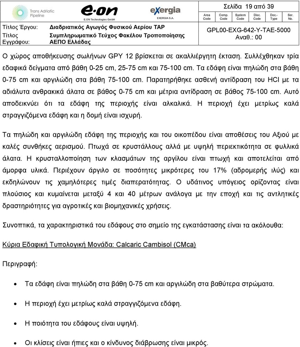 Αυτό αποδεικνύει ότι τα εδάφη της περιοχής είναι αλκαλικά. Η περιοχή έχει μετρίως καλά στραγγιζόμενα εδάφη και η δομή είναι ισχυρή.