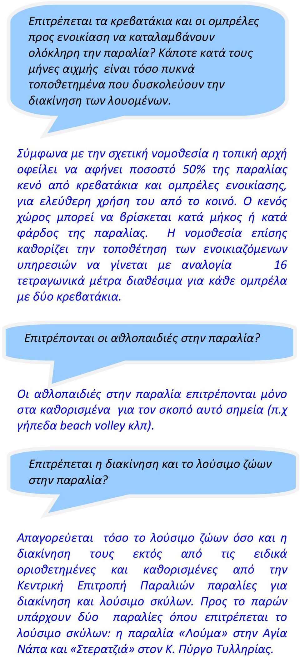 Ο κενός χώρος μπορεί να βρίσκεται κατά μήκος ή κατά φάρδος της παραλίας.