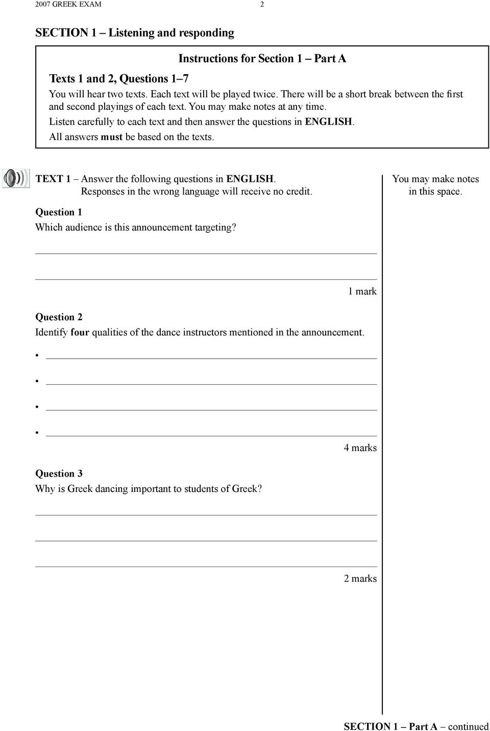 All answers must be based on the texts. TEXT 1 Answer the following questions in ENGLISH. Responses in the wrong language will receive no credit.