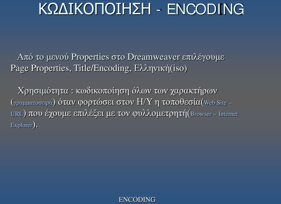 όλων των χαρακτήρων (γραμματοσειρά) όταν φορτώσει στον Η/Υ η τοποθεσία(web