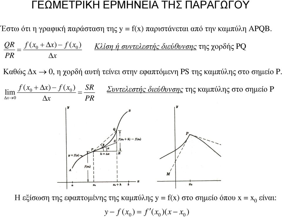 στην εφαπτόµενη PS της καµπύλης στο σηµείο P.