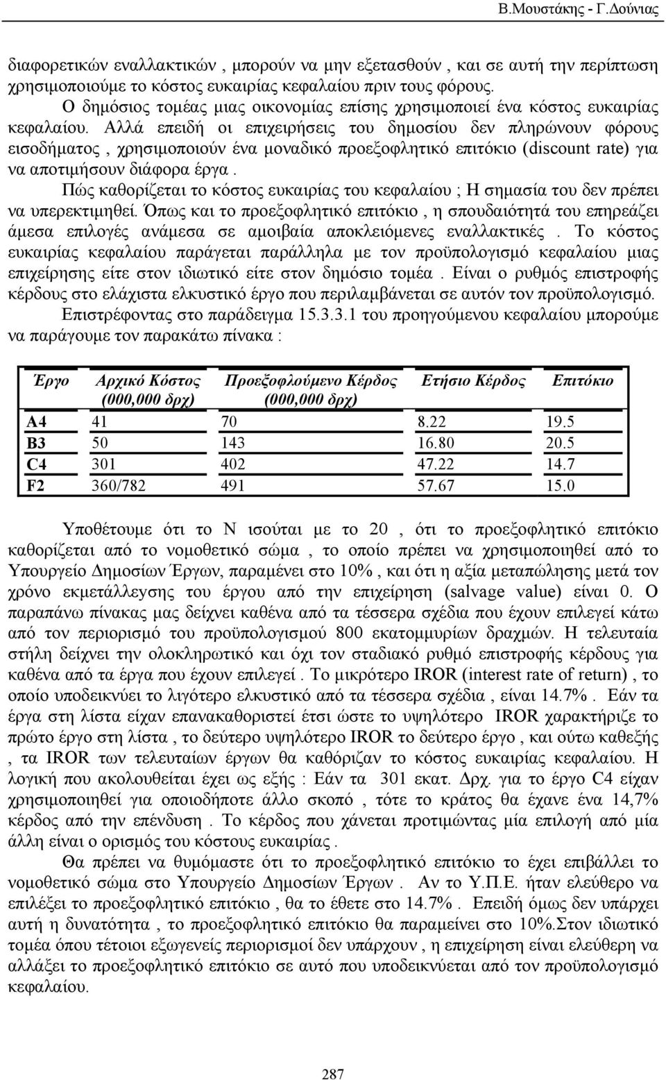 Αλλά επειδή οι επιχειρήσεις του δηµοσίου δεν πληρώνουν φόρους εισοδήµατος, χρησιµοποιούν ένα µοναδικό προεξοφλητικό επιτόκιο (discount rate) για να αποτιµήσουν διάφορα έργα.