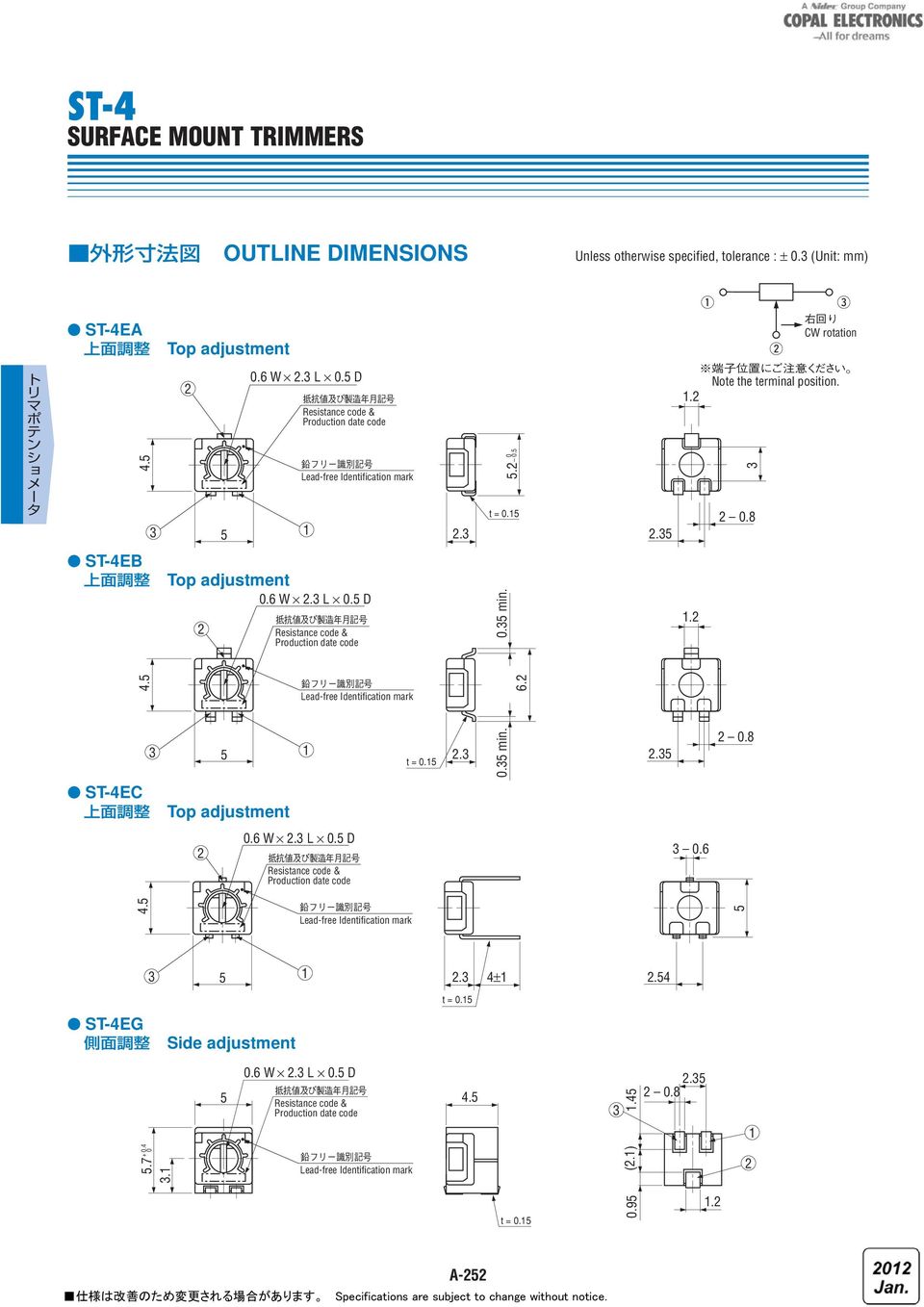 ..8 CW rotation ST-4EB Top adjustment.6 W. L. D.. min.. min. 6.