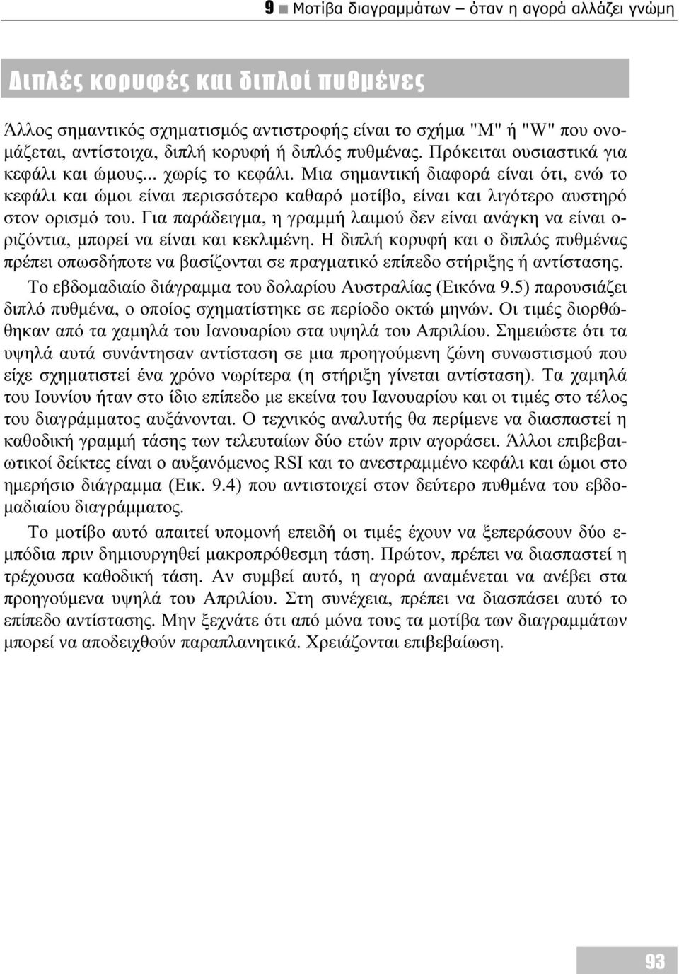 Μια σημαντική διαφορά είναι ότι, ενώ το κεφάλι και ώμοι είναι περισσότερο καθαρό μοτίβο, είναι και λιγότερο αυστηρό στον ορισμό του.