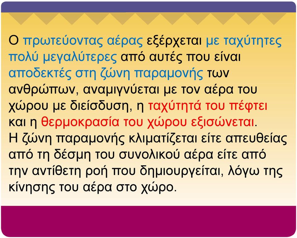 πέφτει και η θερμοκρασία του χώρου εξισώνεται.