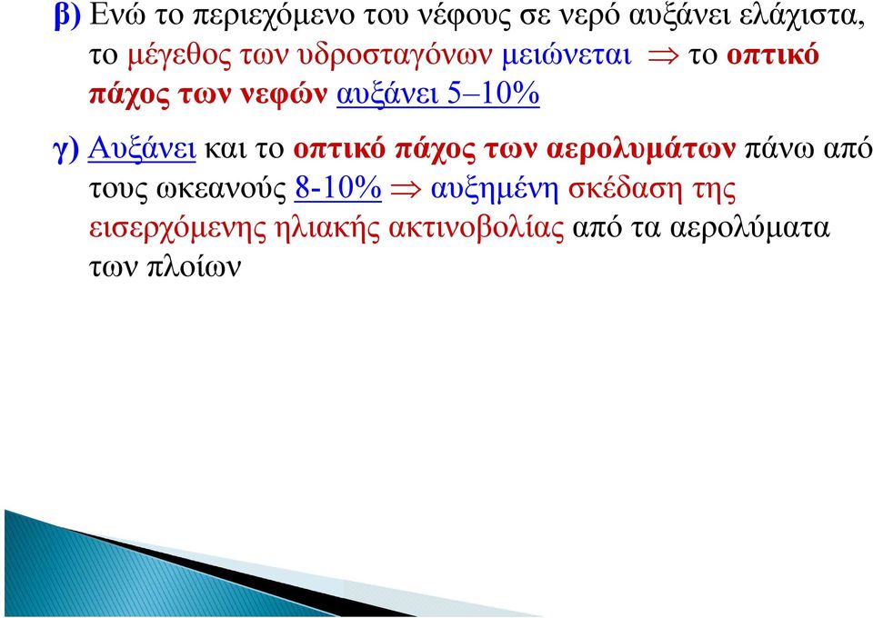 και το οπτικό πάχος των αερολυμάτων πάνω από τους ωκεανούς 8-10% αυξημένη