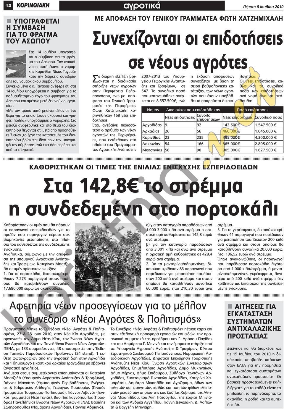 Ταγαράς ανέφερε ότι στις 14 Ιουλίου υπογράφεται η σύμβαση για το πολυσυζητημένο έργο του φράγματος του Ασωπού και αμέσως μετά ξεκινούν οι εργασίες.