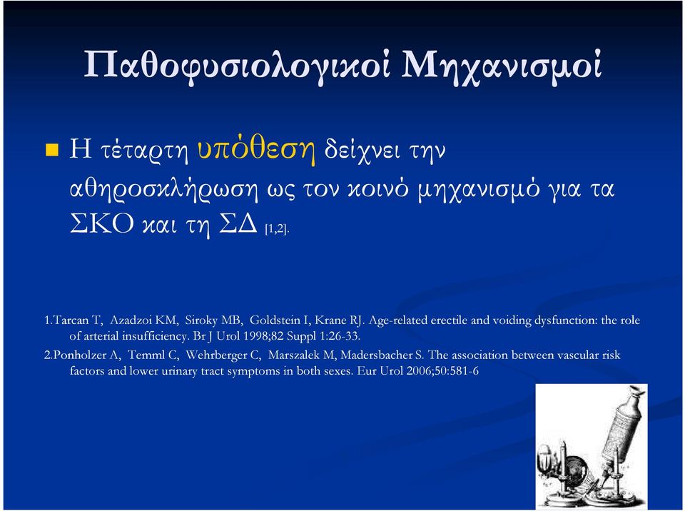 Age-related erectile and voiding dysfunction: the role of arterial insufficiency. Br J Urol 1998;82 Suppl 1:26-33. 2.