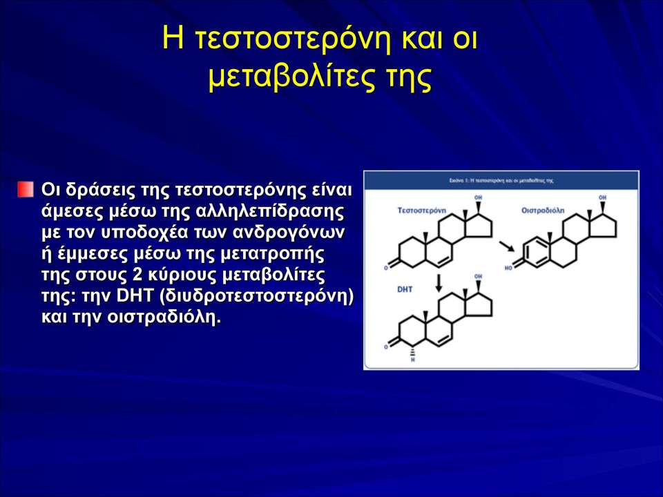 υποδοχέα των ανδρογόνων ή έµµεσες µέσω της µετατροπής της