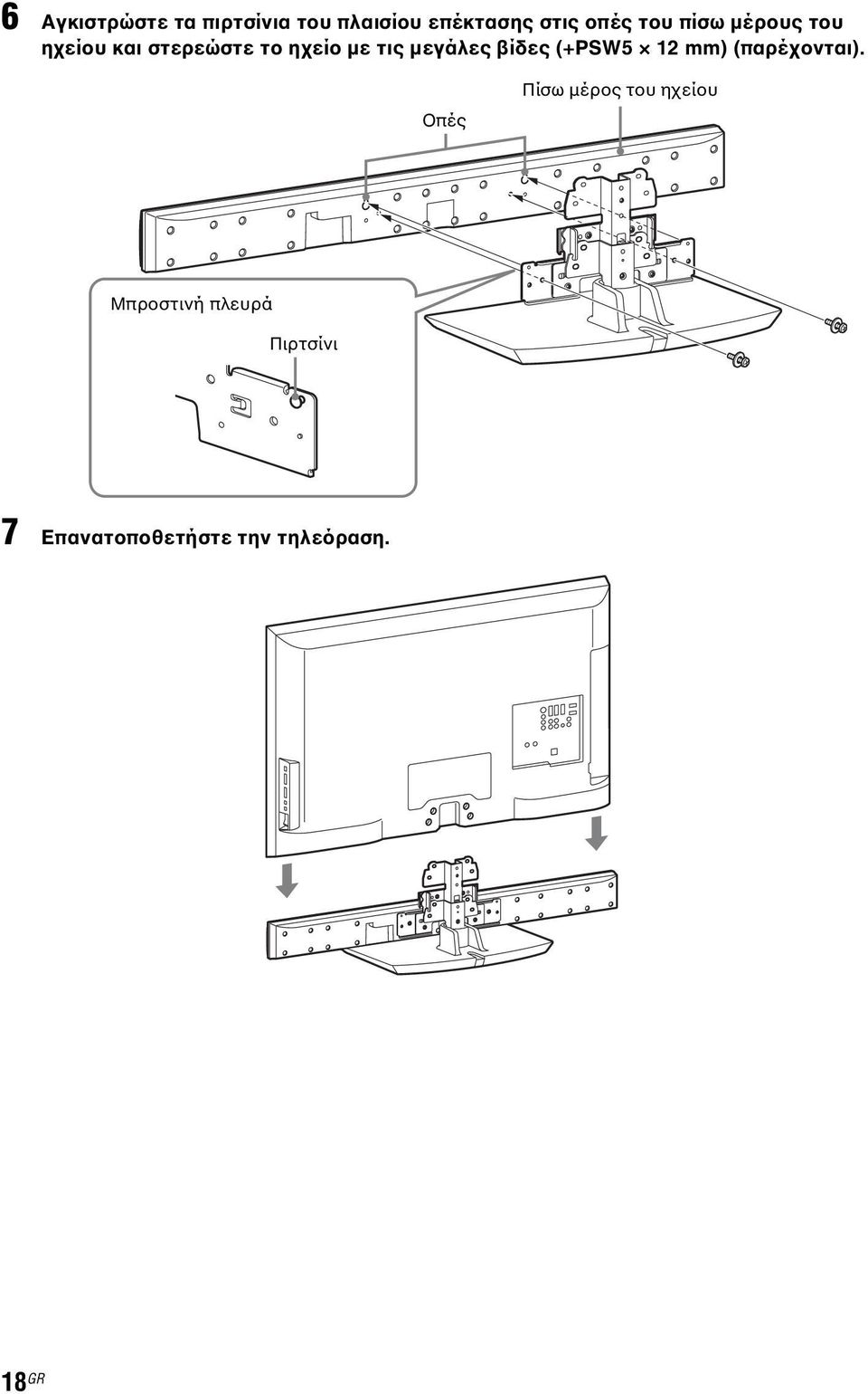 μεγάλες βίδες (+PSW5 12 mm) (παρέχονται).