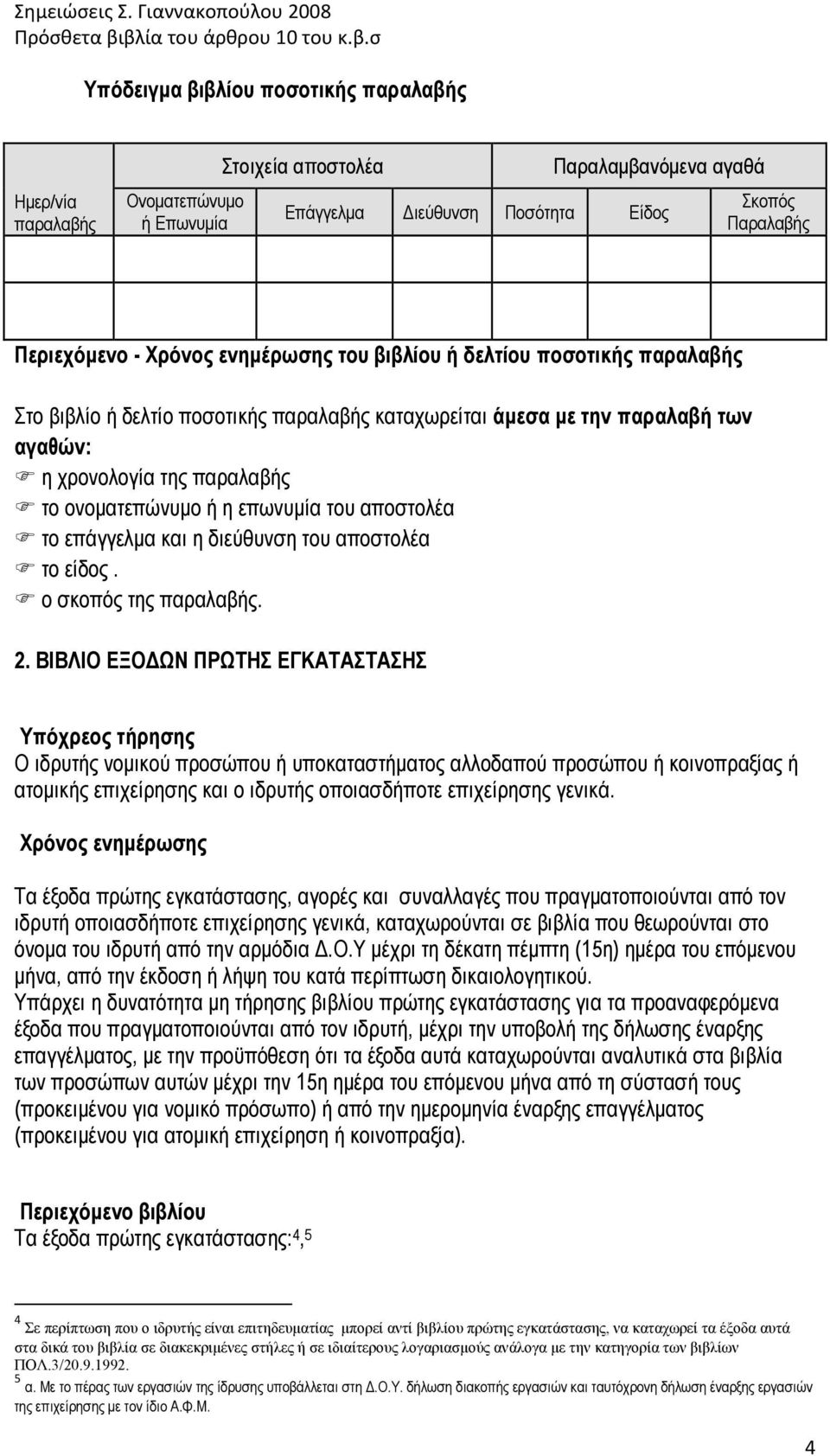 του αποστολέα το επάγγελµα και η διεύθυνση του αποστολέα το είδος. ο σκοπός της παραλαβής. 2.